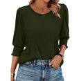 thumbnail image 6 of Blouses for Women Dressy Casual 3/4 Length Sleeve Womens Tops with Smocked Cuffs, 6 of 8