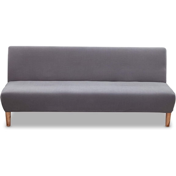 Couch Cover for Futon, Jacquard Soft Futon Sofa Cover, Universal Thick Sofa Slipcovers with Full Protection, High Quality Fabric Easy to Install & Care, Super Stretchy Dark Gray,