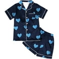 thumbnail image 5 of Babcutegg Summer Pajamas Set for Women Short Sleeve Casual Fashion Graphic Tops and Shorts Lounge Set Womens Sleepwear Blue Size M, 5 of 5