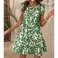 thumbnail image 1 of Baikeli Robes de Boutique pour Femmes Printemps Dames Été Mode Col Rond Manches Volantées Robe Imprimée Plissée Robes pour Femmes 2024, 1 of 4
