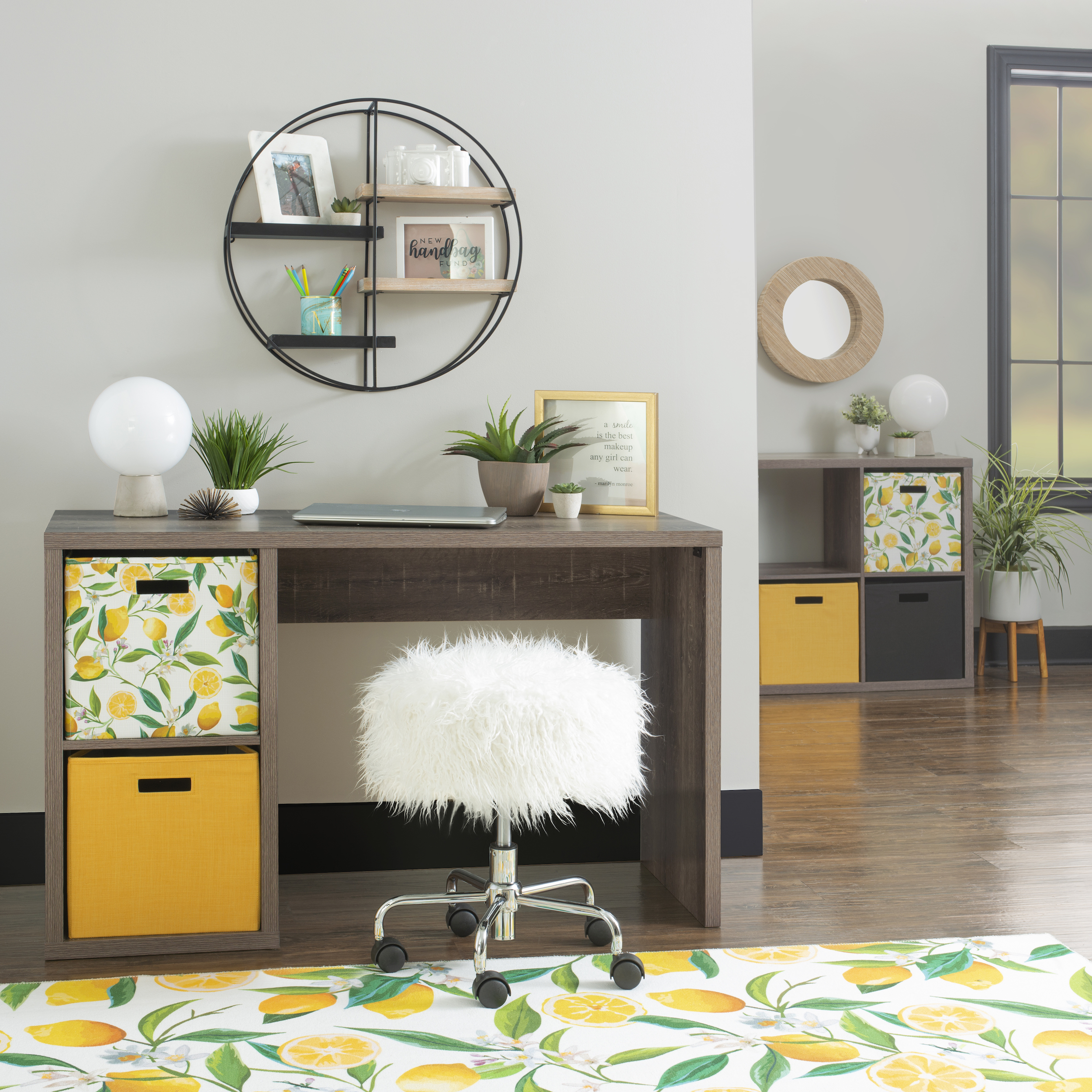 Linon Duhon Transitional Double Cubby Storage Writing Desk, Gray