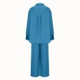 thumbnail image 5 of Black and Friday Deals Womens Wide Leg Pant Sets 2 Piece Fall Spring Casual Travel Outfits Long Sleeve Button Up Shirt and Pants Streetwear (L, Light Blue), 5 of 6