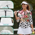 thumbnail image 6 of Uorisanigo Cow Print Floral Athletic Polo Workout Tops for Women Soft Fashionable Women's 3/4 Sleeve Athletic Golf Shirts Comfortable Dry-Fit Tennis Tops Workout Sports Daily Wear, 6 of 7