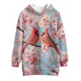 thumbnail image 4 of Xoenoiee Cardinal Cherry Blossom Print Hoodies Dress for Kids Trendy Long Hoodies Sweatshirt for Toddler Girls Pullover Sweater with Pocket Long Sleeve Shirt Active Jumpers Tunic Tops, 9-10 Years, 4 of 7