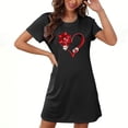 thumbnail image 2 of Lenpel Valentine's Day Outfits for Women Soft Crew Neck Short Sleeve Printed Nightgown Comfy Mimi Nightdress, 2 of 3