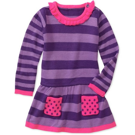 Healthtex Baby Girls' Purple Striped Sweater Dress
