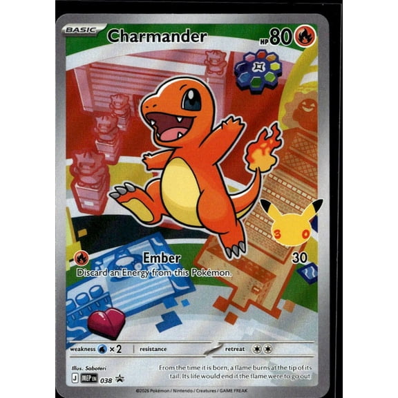 Collectible 2026 Mega Evolution Charizard Charmander Holo Black Star Promo FA #MEP EN 038 English Card