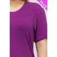 thumbnail image 4 of Saronite Basics Short Sleeve Round Neck Soft Classic T-shirt Top, Dahlia (Women's Plus), 4 of 5