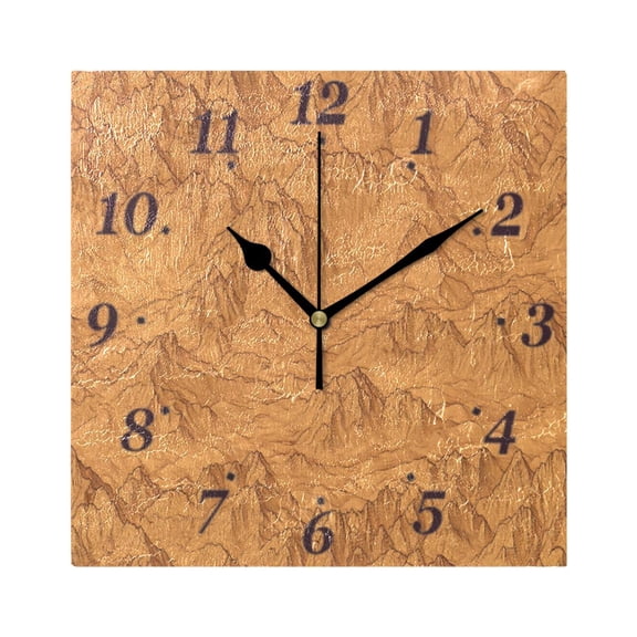 Textured Mountains Wall Clock Square Clock Decoration Creative Clock Dual Use Black Pointer 7.78in