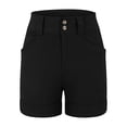 thumbnail image 4 of CHWGFWL Work Pants Women Women Stretch Twill Shorts Summer Stretchy Jean Shorts Casual Chino Shorts High Waist Denim Shorts Shorts Womens Dress Pants Business Casual Pants for Women (Black,S), 4 of 6