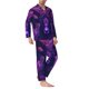 thumbnail image 2 of Balery Purple Starry Sky Antelope Pijama para Hombre de Dos Piezas con Manga Larga, Conjunto de Dormir y Descanso Suave con Bolsillos-XX-Large, 2 of 7