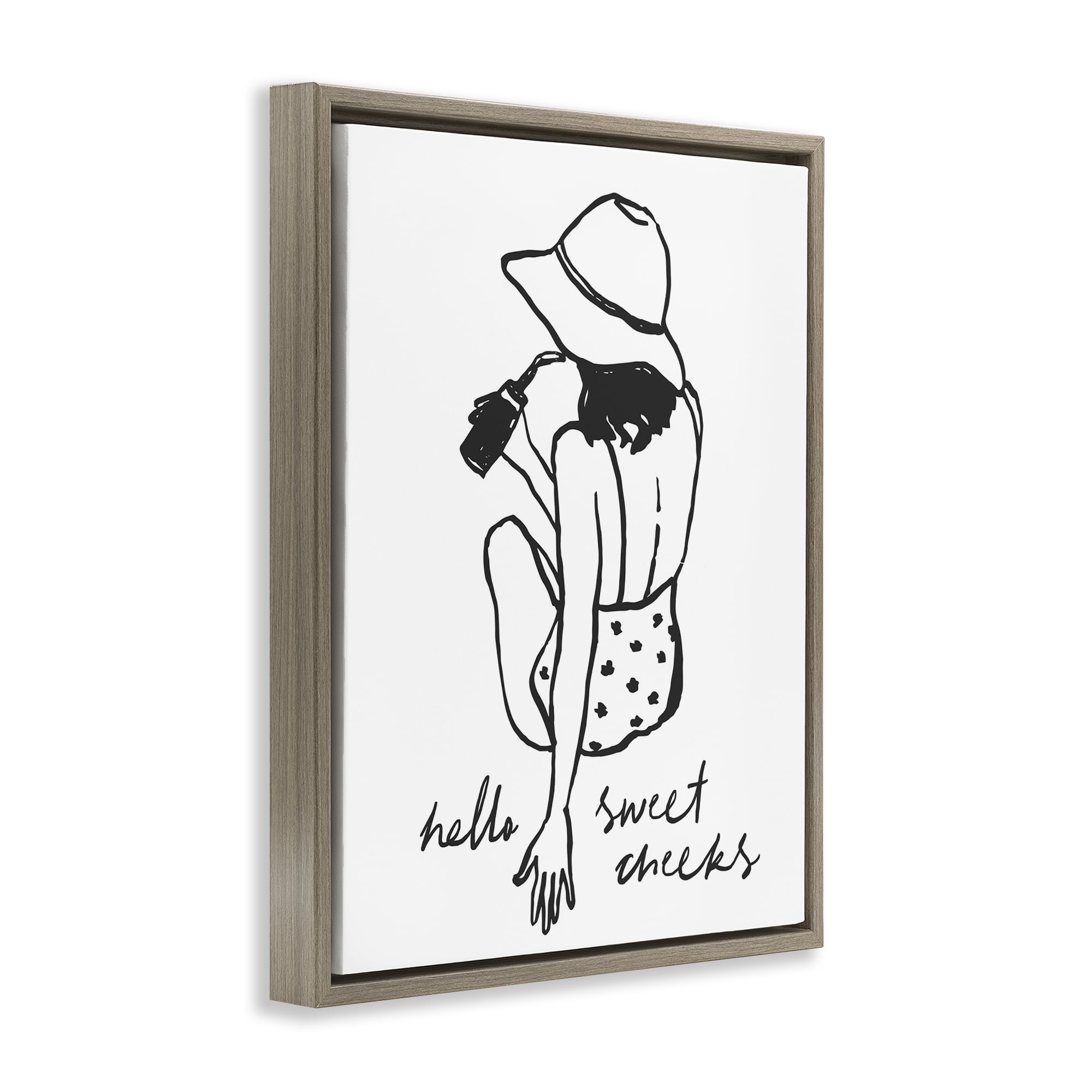 Stupell Industries Bathroom Refresh Sweet Cheeks Brown Framed Floater Canvas Wall Art, design by Lettered and Lined