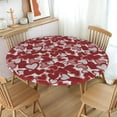 thumbnail image 2 of Valentines Day Round Tablecloth Fitted Best for 44"-48" Red Pink Heart Table Cloth Elastic Edge Water-Resistant Washable Wood Grain Love Table Cover for Happy Party Picnic Outdoor Indoor Decor, 2 of 4
