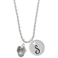 thumbnail image 1 of Delight Jewelry Silvertone Sea Shells Spinner Silvertone Script Initial Disc - S - Charm Necklace, 20"+3", 1 of 4