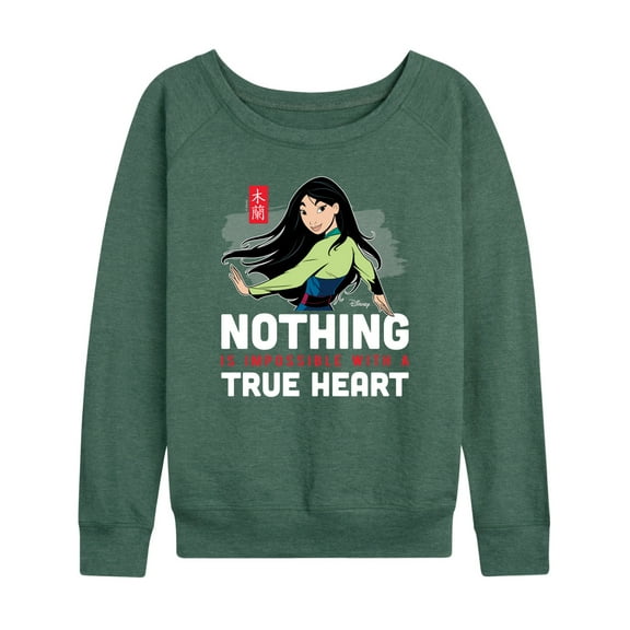 Disney Mulan - Nothing Is Impossible With A True Heart - Women's Lightweight French Terry Long Sleeve Shirt