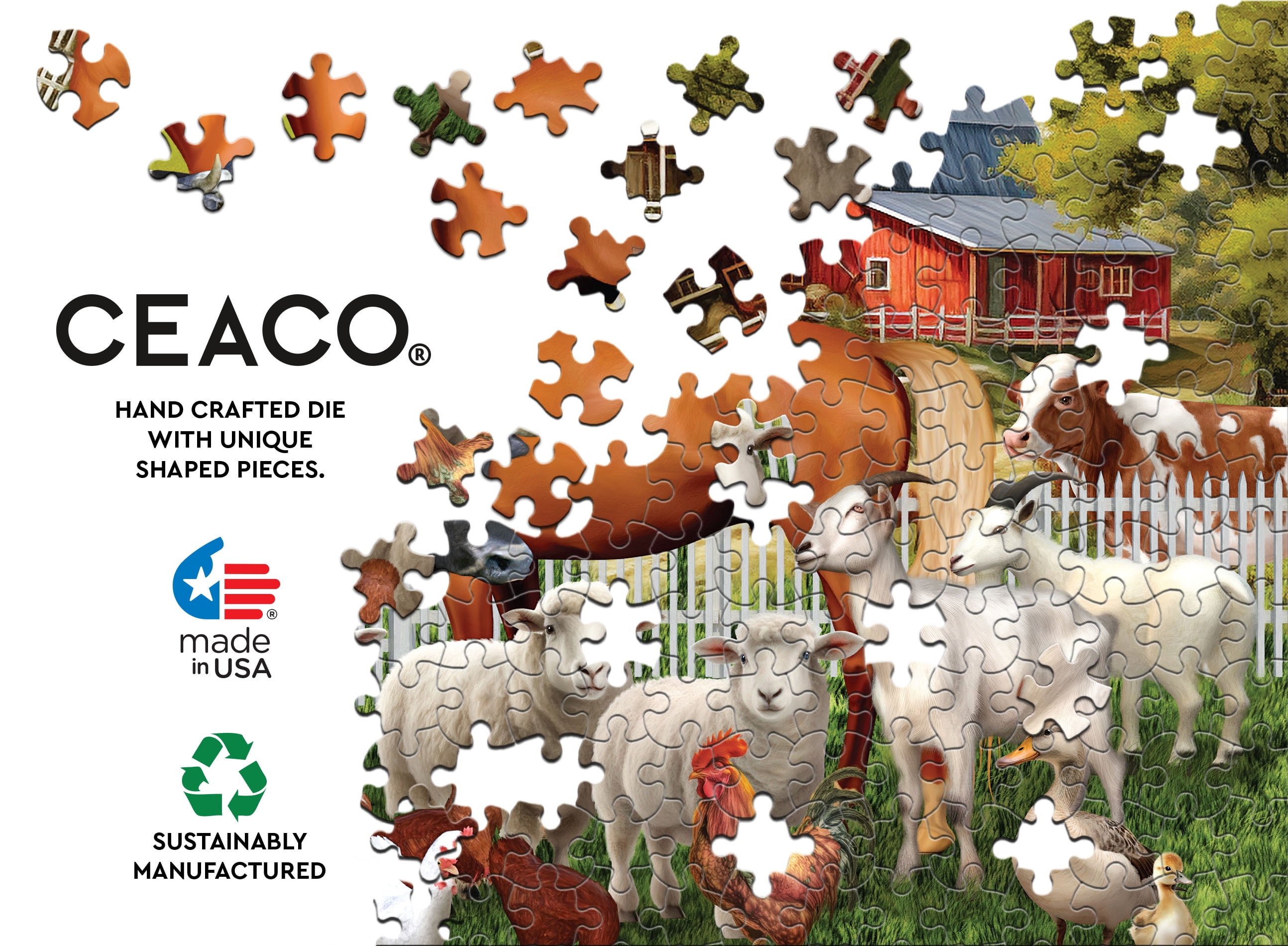 Ceaco Farm Animal Friends (Tom Wood) 300 Piece Interlocking Jigsaw Puzzle