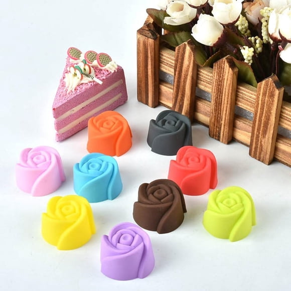 WIFKLSIIPG Creative Silicone Rose Suitable for Cakes Chocolates and Gummies for Wedding Birthday DIY Party Decoration (shipped in Random Colors)(Pink)