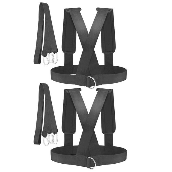 KALLORY Sled Harness Training Belt with Weight-Bearing Straps, Black, 2 Pieces for Gym Workouts and Strength Training