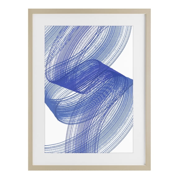 Stupell Industries Blue Lines Flowing In Motion Birch Framed Print Under Glass, design by Martina Pavlova