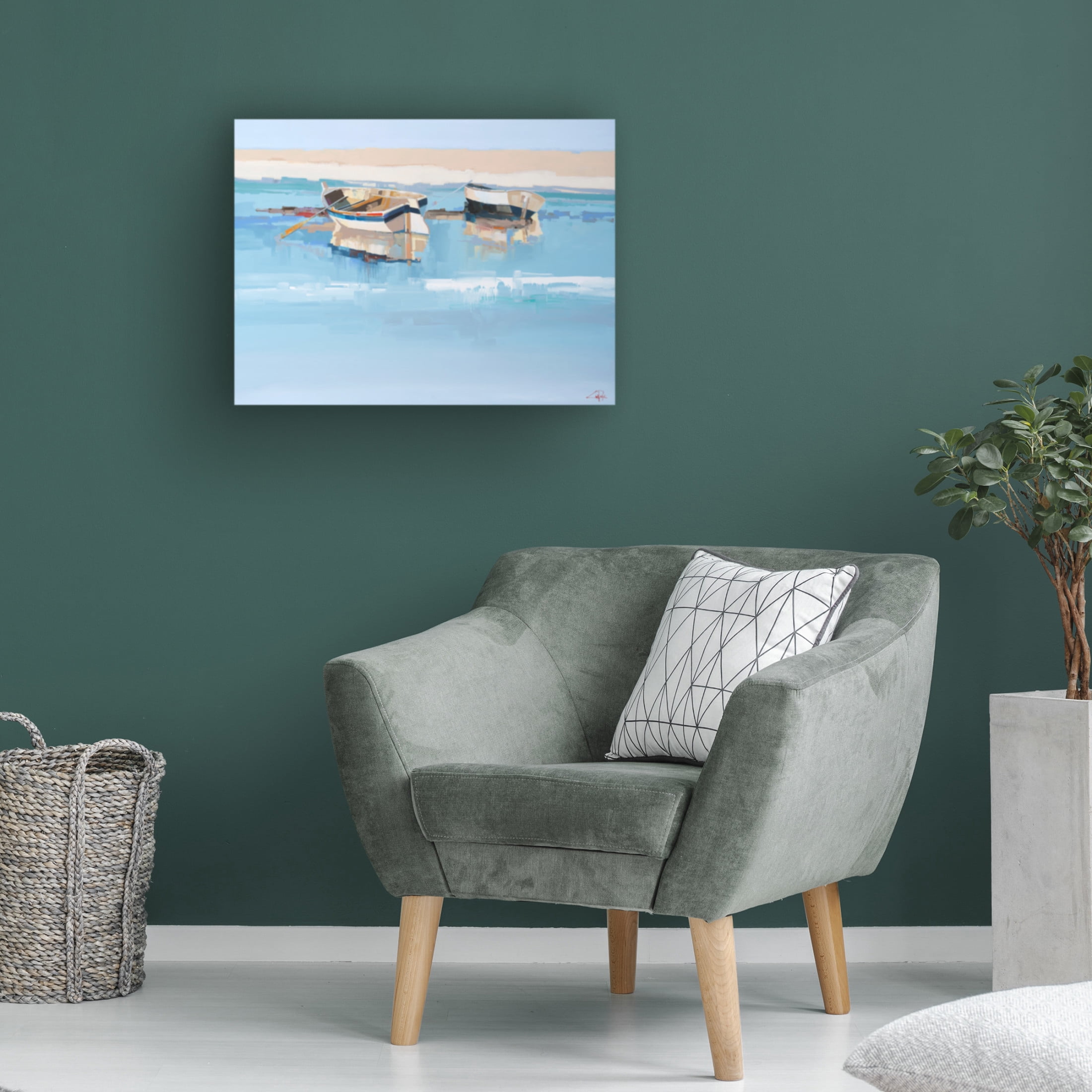 Canvas Wall Art - Craig Trewin Penny 'Moorings at Low Tide, Aspendale' Wall Art for Living Room, Bedroom, or Office Décor by Trademark Fine Art - 47 x 35 Inches