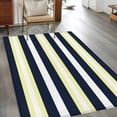 thumbnail image 3 of Yellow Navy Blue Stripe Washable Area Rugs 3'x5', Modern Abstract Low Pile Throw Living Room Rug Non-Slip Sturdy Edge Binding Carpet for Indoor Entryway Bedside Kitchen, 3 of 9