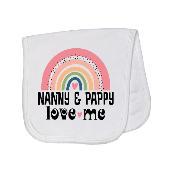 Inktastic Nanny and Pappy Love Me Grandchild Rainbow Baby Burp Cloth