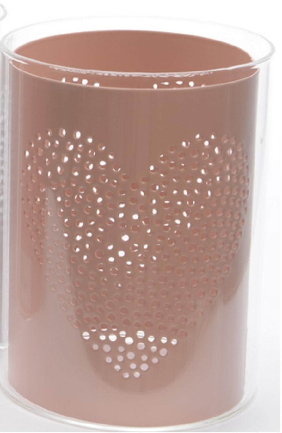 Basic Luxury Glass Hurricane with Peach Pink Insert Votive Candle