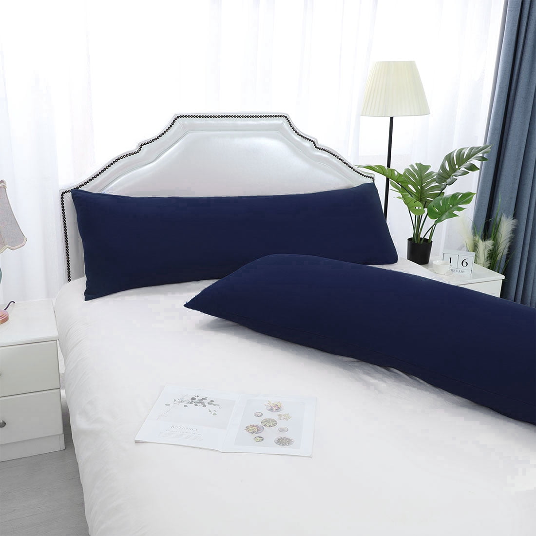 Unique Bargains Microfiber Solid Long Body Pillowcases, 2-Pack Navy 20" x 72"