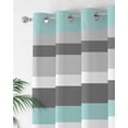 thumbnail image 2 of Geometric Stripes Thermal Insulated Blackout Curtains for Bedroom 72 Length Grey Turquoise Room Darkening Curtain 1 Panel Grommet Window Curtain Drape for Living Room Nursery Room, 2 of 7