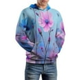 thumbnail image 5 of Pink And Blue Floral Garden 3D Print Hoodie Men Women Autumn Thin Pullover Sweatshirt Vintage Streetwear Tops, 5 of 6