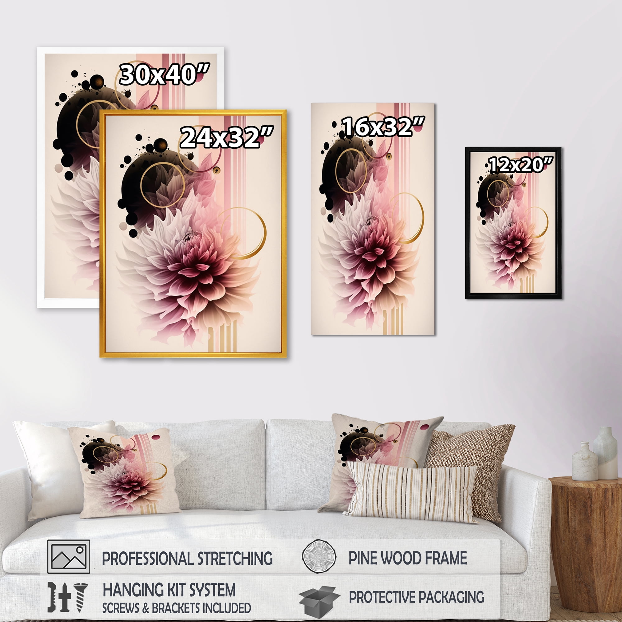 Designart Hyperrealistic Dahlia Flowers II Canvas Wall Art