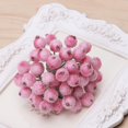 thumbnail image 1 of 40 piezas de mini flores artificiales decorativas de acebo, bayas y frutas escarchadas para Navidad, color rosa, 1 of 5