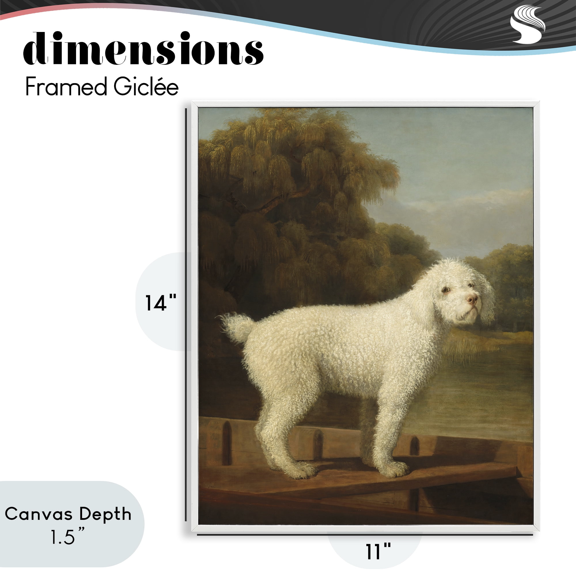 Stupell Industries White Poodle in a Punt White Framed Giclee Art, design by Tina LeCour
