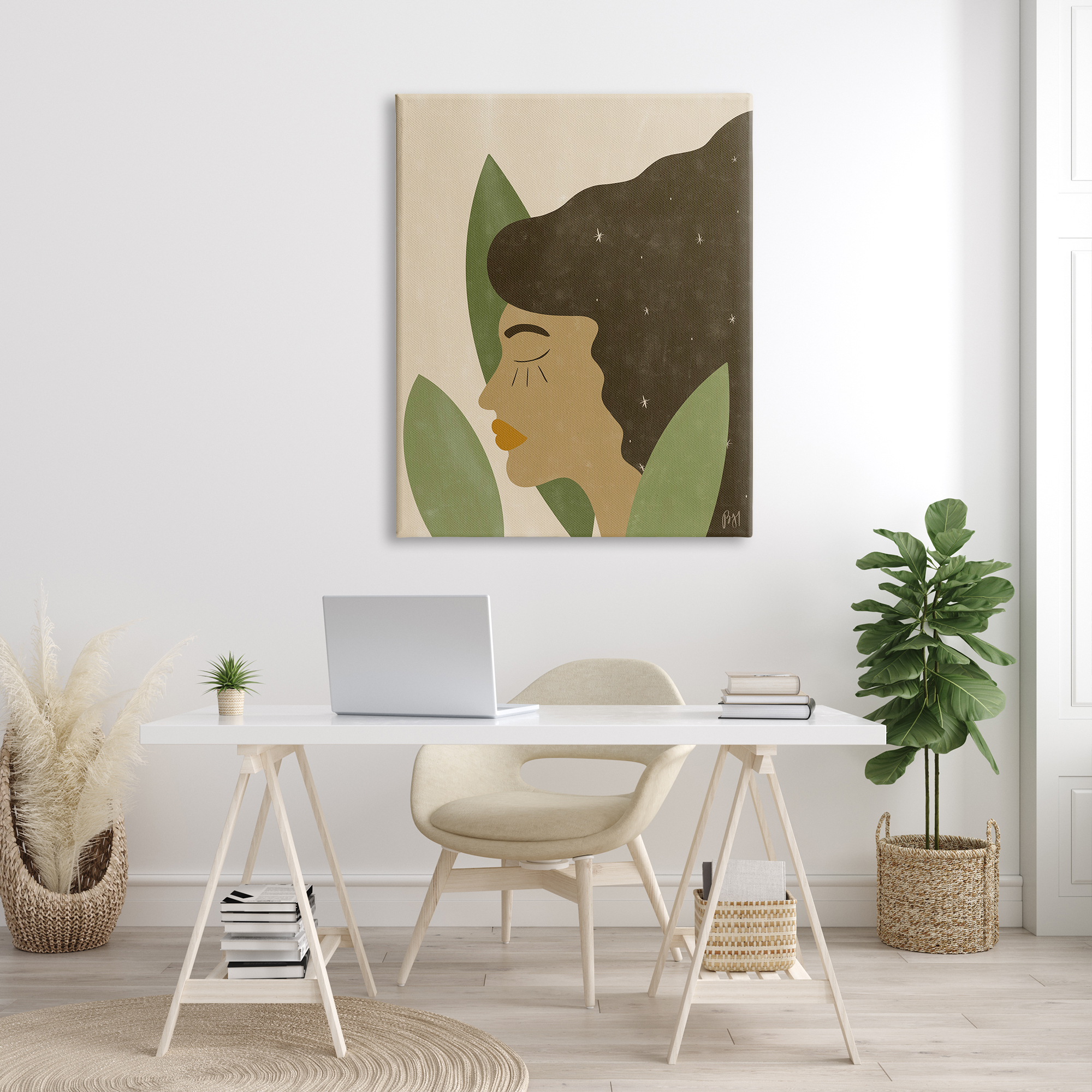 Stupell Indtries Female in Tall Grass Abstract Hair Portrait ,36 x 48,Design by Birch&Ink