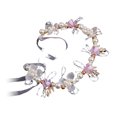 thumbnail image 1 of Diadema con diseño floral de mariposa, cinta ajustable, diadema para mujer, perlas sintéticas, circonitas cúbicas, estilo griego bohemio, tocado de hadas para bodas y damas de honor., 1 of 7