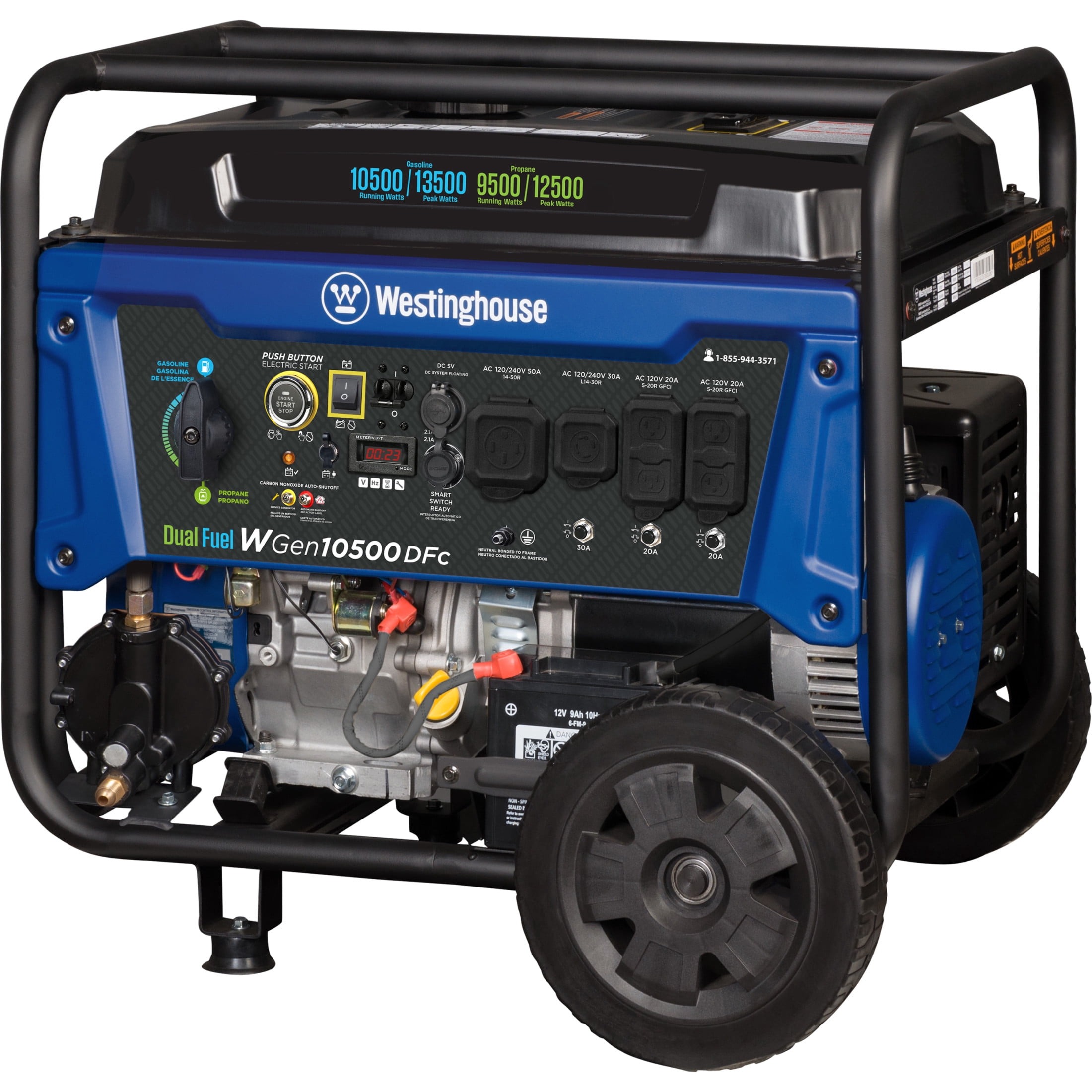 Westinghouse 13,500 Peak Watt Dual Fuel Portable Generator, Home Backup, CO Sensor