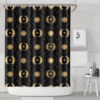 Black Gold Sun Moon Pattern Shower Curtain 72"x84" ,Bathroom Decorative Shower Curtains Set with 12 Hooks,Modern Waterproof Washable Shower Curtain