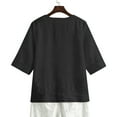 thumbnail image 6 of YanHoo Summer Linen Shirts for Women Button V Neck 3/4 Sleeve T-Shirt Blouse Casual Loose Basic Solid Tunic Tops 2026 Black,S, 6 of 8