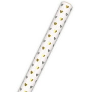 Hallmark Wrapping Paper Roll (Silver and Gold Hearts on White Metallic) 17.5 Sq. ft.