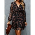 thumbnail image 5 of CUPSHE Women's Floral Print Chiffon A-Line Mini Dress Long Peasant Sleeves, 5 of 7