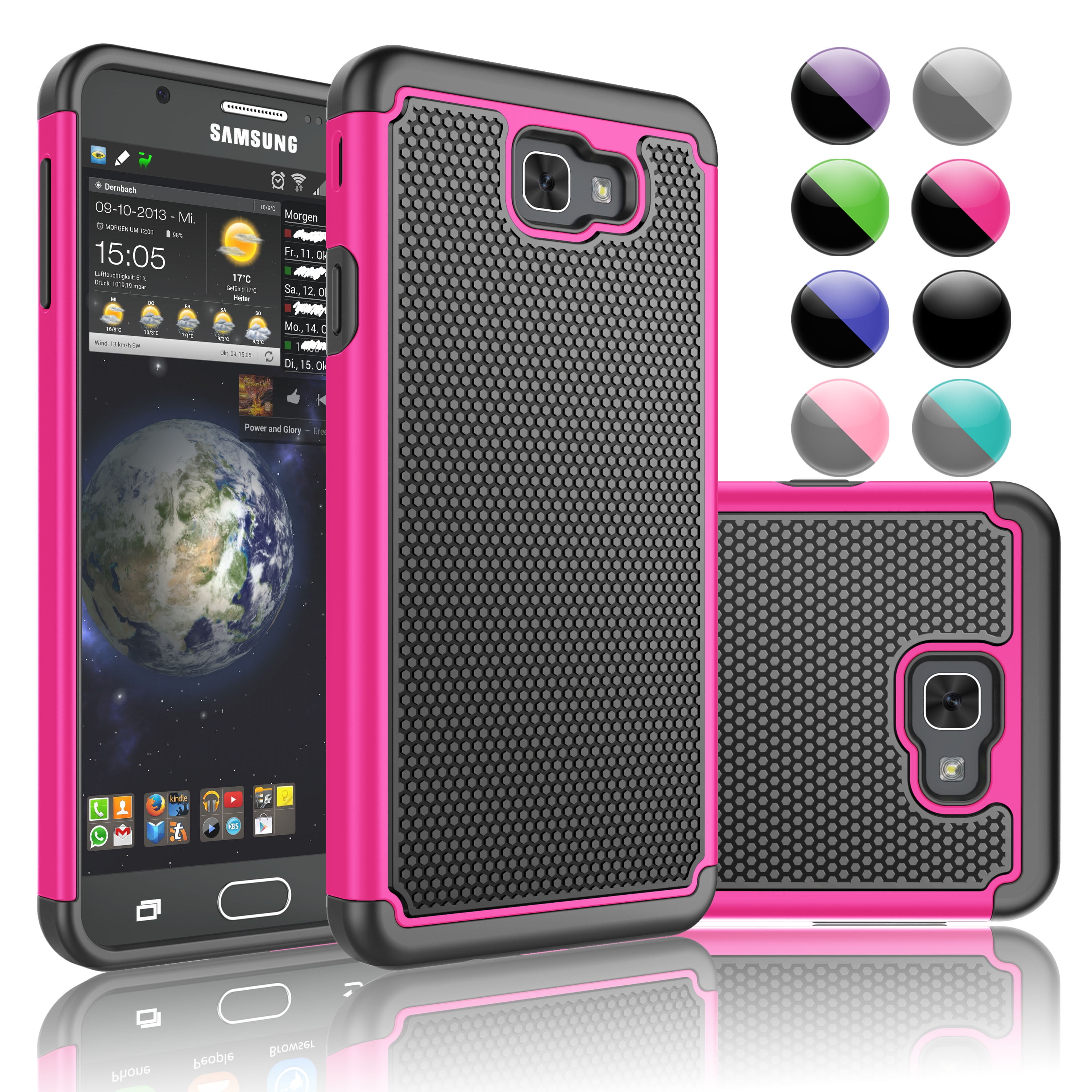 Samsung J7 Perx Case,Galaxy J7 Sky Pro Case,[Rose] Njjex 2Piece Protective Rugged Rubber Anti