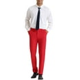 thumbnail image 2 of INSPIRE CHIC Solid Dress Pants for Men's Business Button Closure Flat Front Formal Trousers Red 30, 2 of 5