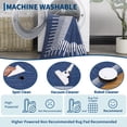 thumbnail image 4 of Garvee 2'x6' Geometric Striped Bordered Runner Rug Modern Solid Carpet, Washable Non Slip Rug for Hallway Bedroom Kitchen, Blue, 4 of 7
