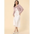 thumbnail image 3 of DARING DIVA Women's Faux Fur Shrug Bow Tie Front Fluffy Cropped Jacket M Dusty Pink, 3 of 6