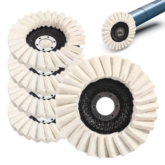 Wool Felt Flap Polishing Disc, 4.5" Wool Felt Polishing Flap Disc for Angle Grinder, Premium Wool Polishing Wheel Tools for Metal, Stone, Wood, Marble, Stainless Steel (5PCS, 4.5 inch (115mm))