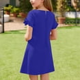 thumbnail image 4 of EGNMCR Robe Unie à Manches Courtes et Col Rond pour Enfants, Jupe Décontractée Confortable pour Filles, Polyester, 4 of 8