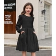 thumbnail image 5 of Arshiner Girls Dress Fall Boho Long Sleeve Shirred Smocked Tiered Party Dresses with Pockets, 5 of 6