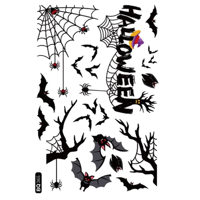 Popular!Etiqueta engomada electrostática libre adhesiva de la etiqueta de cristal del diseño de la escena de la ventana de Halloween