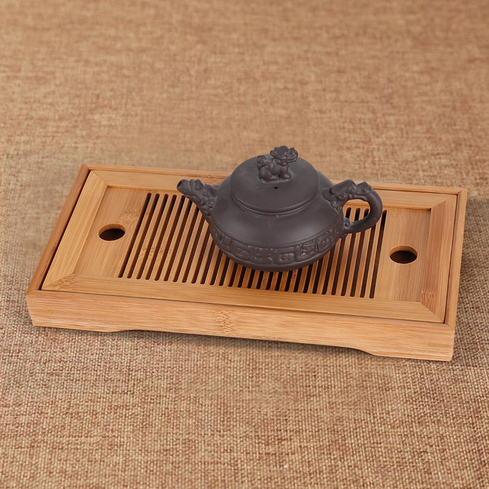 Qiilu Bamboo Tea Tray Chinese Gongfu Tea Mini Serving Table for Teahouse Home Office ,Bamboo Tea
