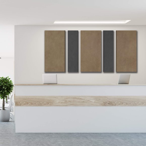 Acoustimac Panneau Acoustique en Suède avec Bandes et Ruban Pack : 5 Pcs 2)4'x1'x2" Charbon 3)4'x2'x2" Kaki
